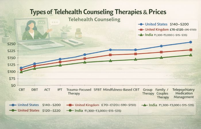 telehealth counseling therapies & prices